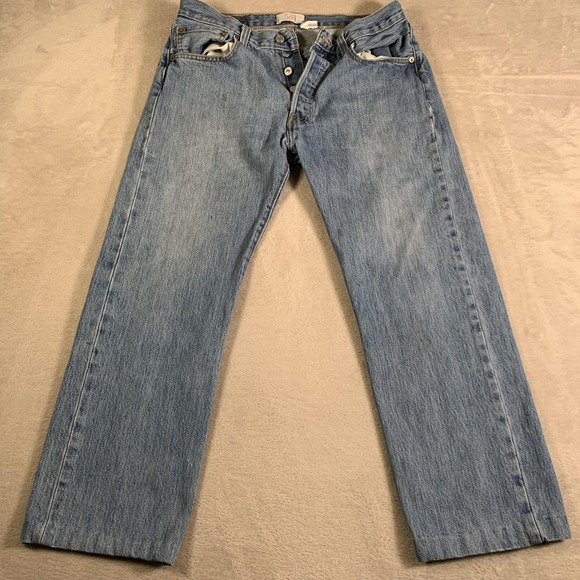 Levi's Other - VTG Levis 501 Jeans Mens 31x27 Blue Denim Straight Button Fly Light‎ Wash Hemmed